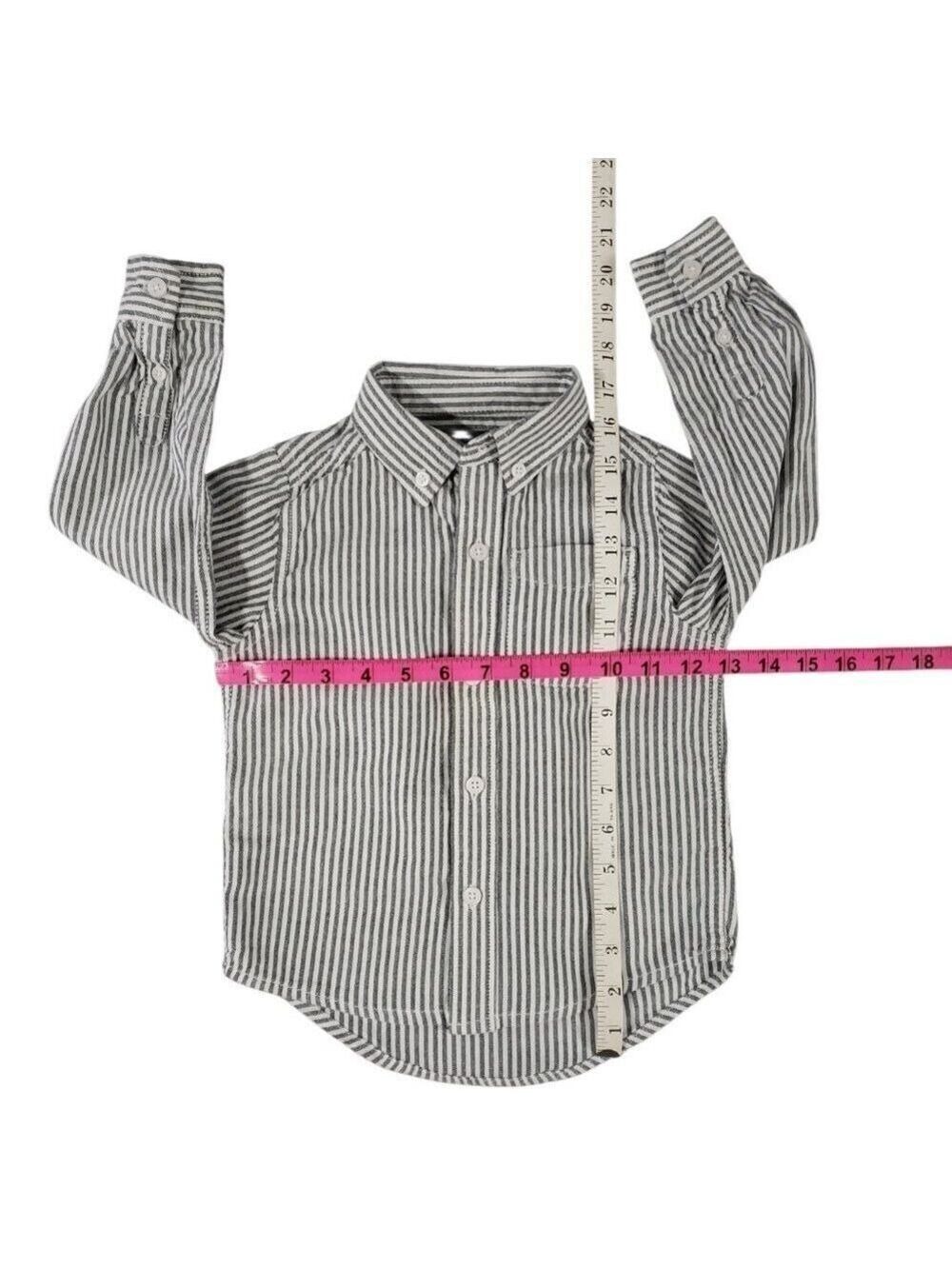 Boys The Children's Place Button Down Shirt 3T White Gray Striped - Picture 8 of 8